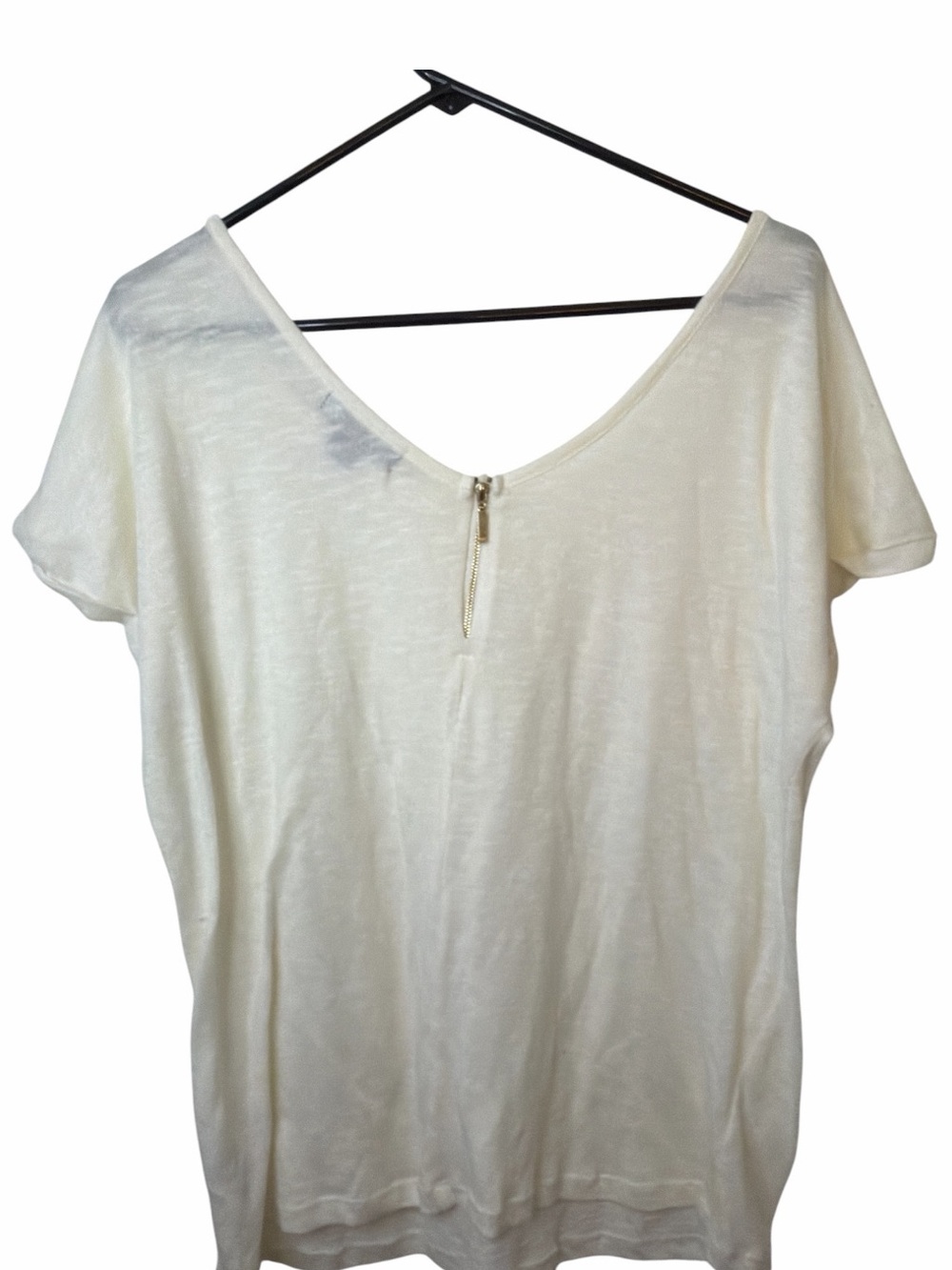 attention Cream Scoop Neck Short Sleeve Top - Picture 2 of 4